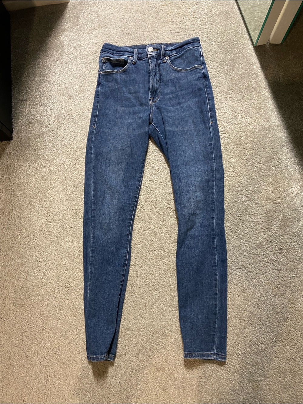Good American Good Legs Distressed Skinny Jeans Dark Wash